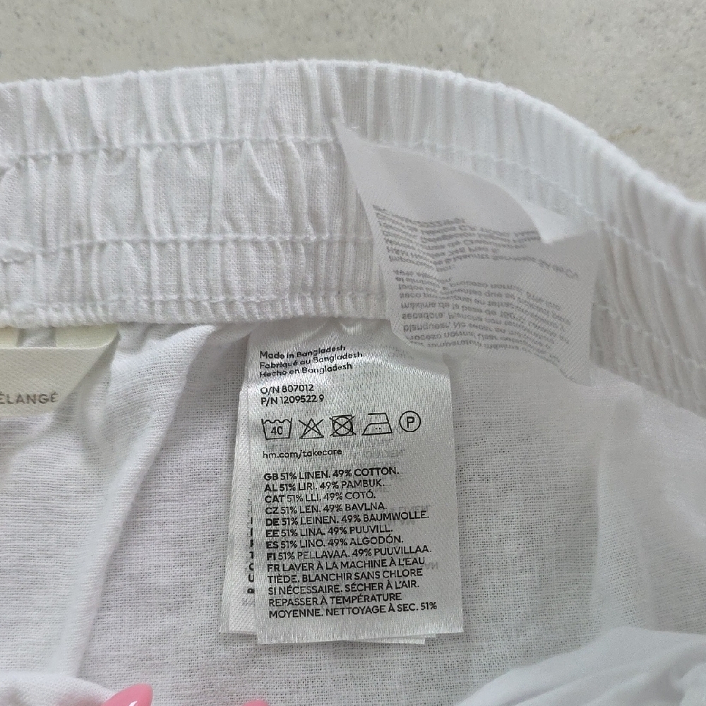 H&M Linen Blend Pants Size Medium Lightweight Neutral Casual Trousers - Picture 3 of 7